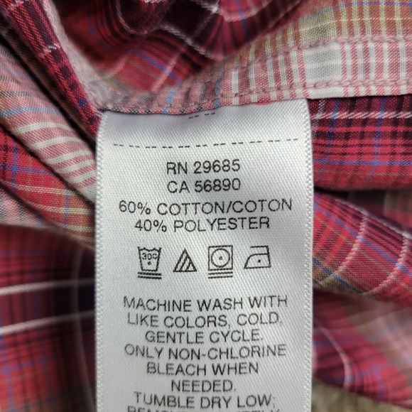 Pendleton Mens Medium Red Plaid Pearl Snap Short Sleeve Workshirt - Picture 5 of 6